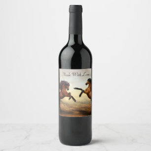 pair of wild horses wine label