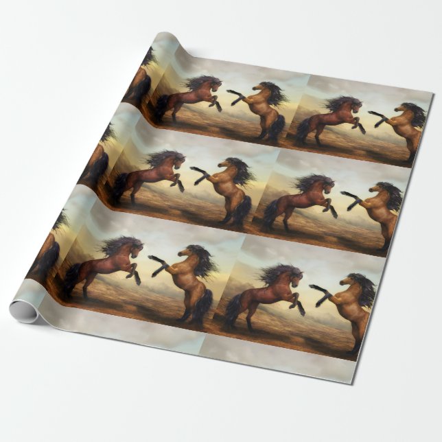 pair of wild horses  wrapping paper (Unrolled)