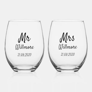 Pair of Wine Glasses - Mr & Mrs Willmore Design