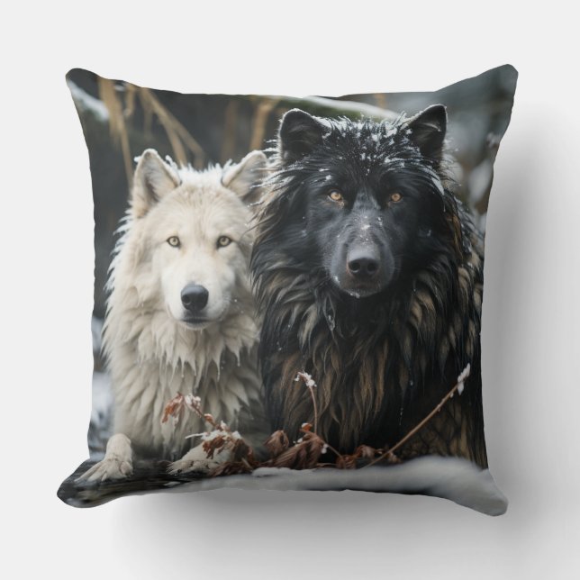 Pair of wolves throw pillow (Front)