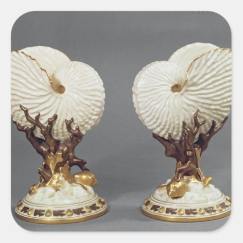 Pair of Worcester vases shaped as Nautilus Square Sticker