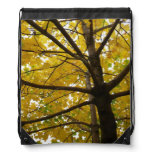 Pair of Yellow Maple Trees Autumn Nature Drawstring Bag