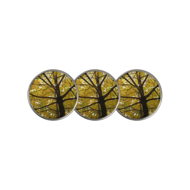 Pair of Yellow Maple Trees Autumn Nature Golf Ball Marker (3 Up)