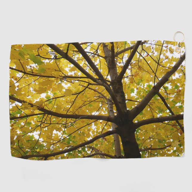 Pair of Yellow Maple Trees Autumn Nature Golf Towel (Horizontal)