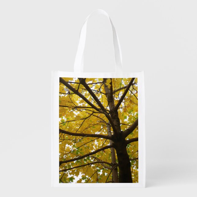 Pair of Yellow Maple Trees Autumn Nature Grocery Bag (Front)