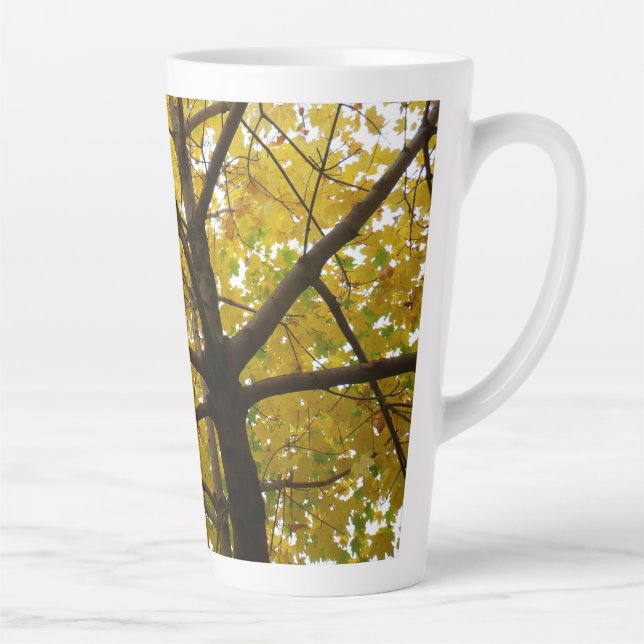 Pair of Yellow Maple Trees Autumn Nature Latte Mug (Right)