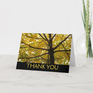 Pair of Yellow Maple Trees Autumn Nature Letterpress Thank You Card