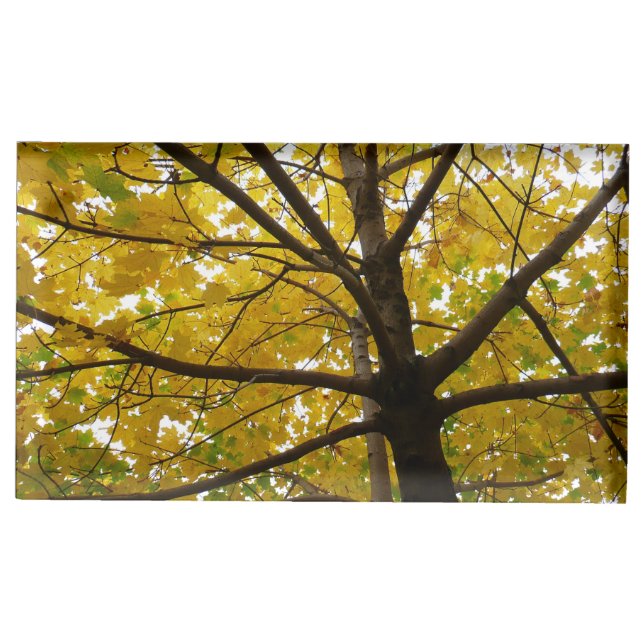 Pair of Yellow Maple Trees Autumn Nature Place Card Holder (Front)