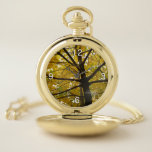 Pair of Yellow Maple Trees Autumn Nature Pocket Watch