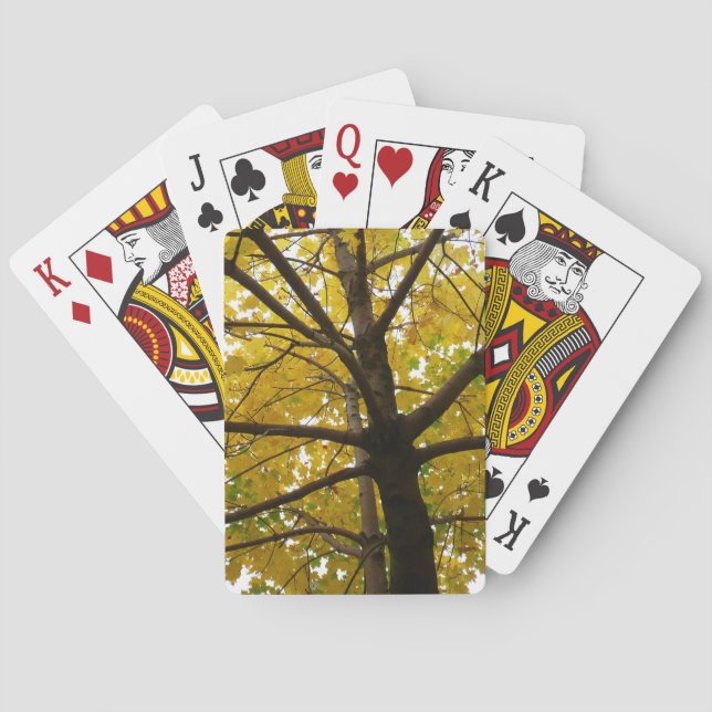 Pair of Yellow Maple Trees Autumn Nature Poker Cards (Back)