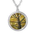 Pair of Yellow Maple Trees Autumn Nature Silver Plated Necklace