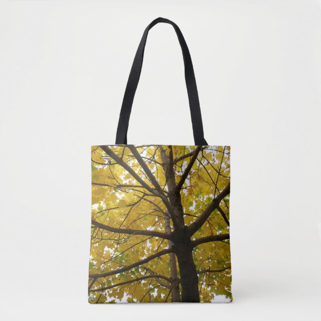 Pair of Yellow Maple Trees Autumn Nature Tote Bag (Front)