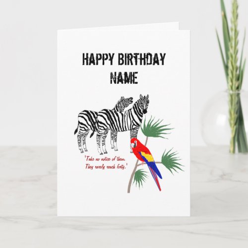 Pair of Zebras on Birthday cards customize Card