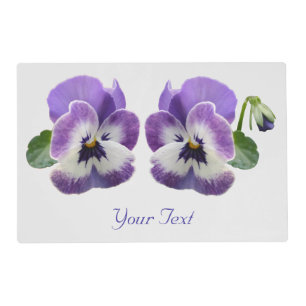Paired Pansies Your Own Text Laminated Table Place Placemat