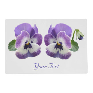 Paired Pansies Your Own Text Laminated Table Place Placemat