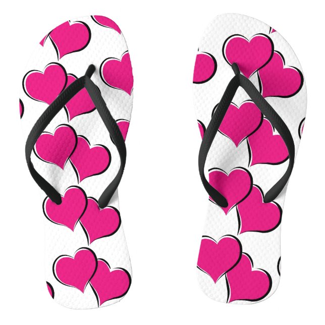 paired red hearts  design flip flops (Footbed)