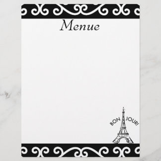 Pairs Menue Paper Customized Letterhead