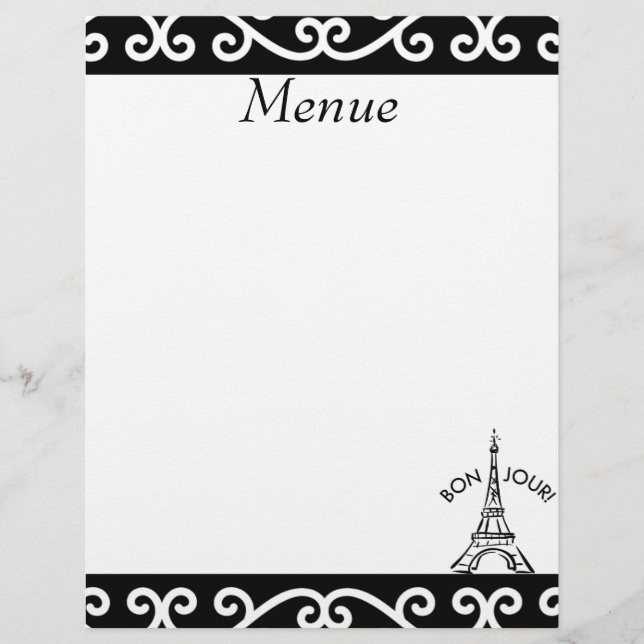 Pairs Menue Paper Customized Letterhead (Front)