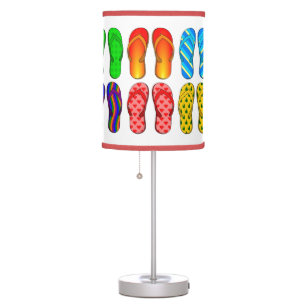 Pairs of Colorful Beach Flip Flops #2 in White Table Lamp