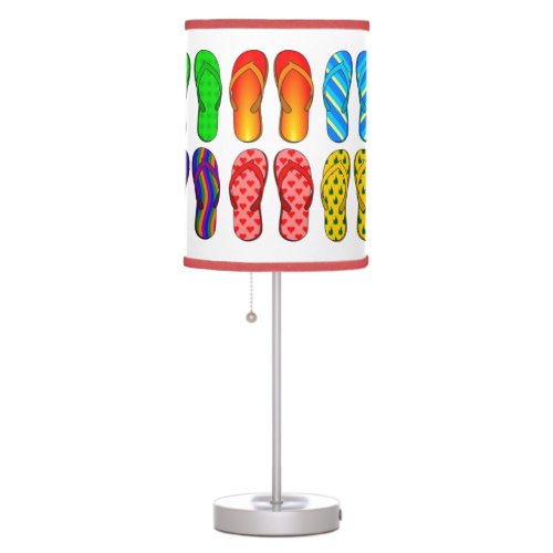 Pairs of Colorful Beach Flip Flops 2 in White Table Lamp