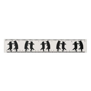 Pairs of Happy Dancing Bears in Silhouette Ruler