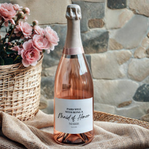 Pairs Well With Being A Maid of Honor Proposal Sparkling Wine Label