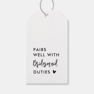 Bridal party gift tags, bridesmaid gift tags, maid of honor tag, custom  name tags, personalized hang tags, wedding party tags