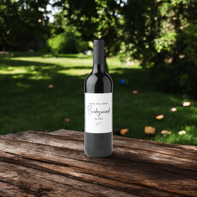 Pairs Well With Bridesmaid Proposal Script Wine Label (Creator Uploaded)