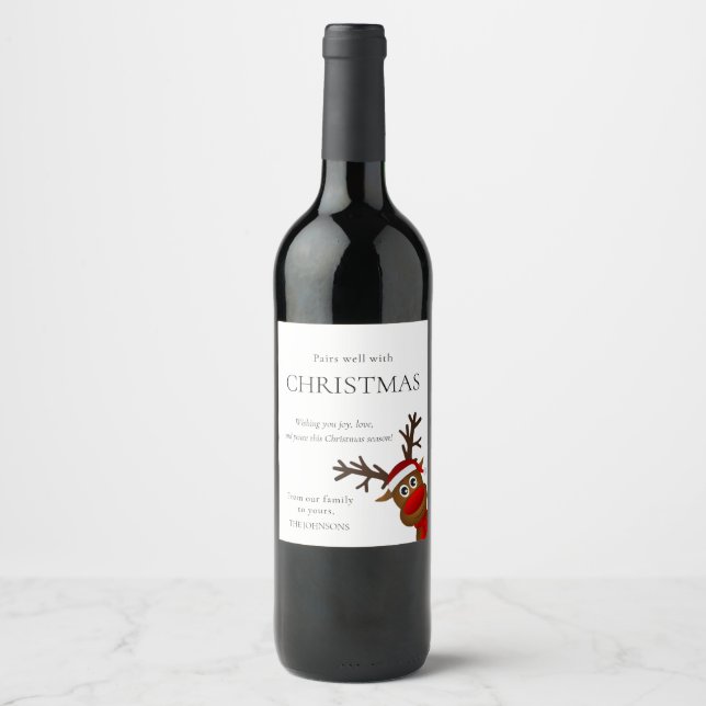 Pairs Well With Christmas  Wine Label (Front)