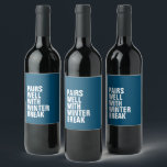 Pairs well with funny navy blue wine label<br><div class="desc">Want to know what this wine pairs well with? Winter break. Anything goes on this hilarious customizable wine label! Great for a funny mom gift or even a teacher friend gift. The funny wording is up to you or you can leave it as-is to read "pairs well with back to...</div>
