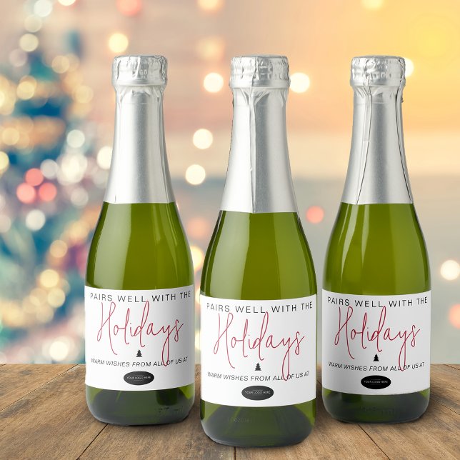 Pairs Well With The Holidays Add Business Logo Sparkling Wine Label (Pairs Well With The Holidays Add Business Logo Sparkling Wine Label)