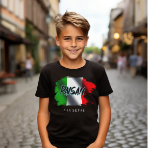 Paisan Brush Stroke Flag Personalized Kids T-Shirt