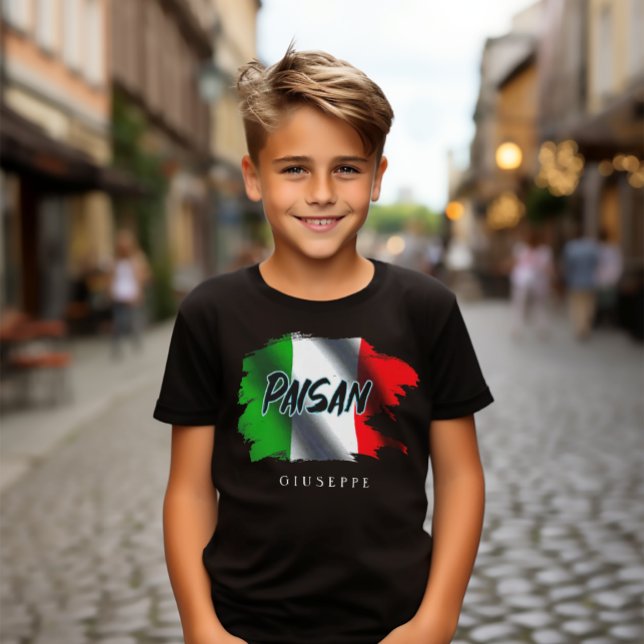 Paisan Brush Stroke Flag Personalized Kids T-Shirt (Funny Paisan Italian Brushstroke Flag
Kids Tee)