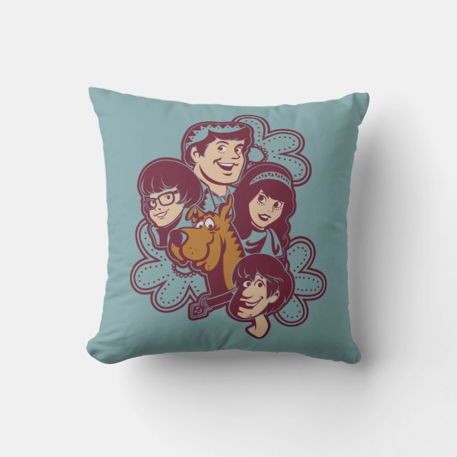 Paisely Flower Scooby-Doo and the Gang Throw Pillow (Front)