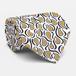 Paisley Abstract 230523 - Golden Brown, B&W Neck Tie