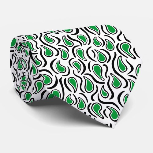 Paisley Abstract 230523 _ Grass Green BW Neck Tie