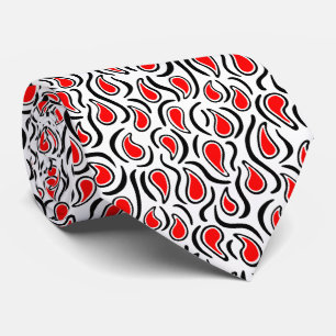 Paisley Abstract 230523 - Red, Black and White Neck Tie