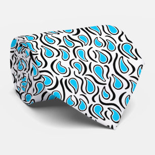 Paisley Abstract 230523 - Sky Blue, B&W Neck Tie
