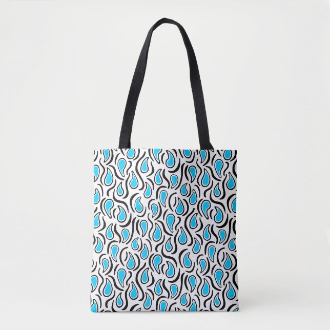 Paisley Abstract 230523 - Sky Blue, B&W Tote Bag (Front)
