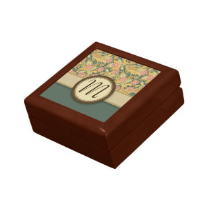 Paisley and Fan Flowers with Monogram Keepsake Box