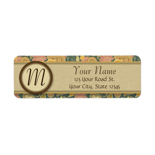 Paisley and Fan Flowers with Monogram Label (Front)
