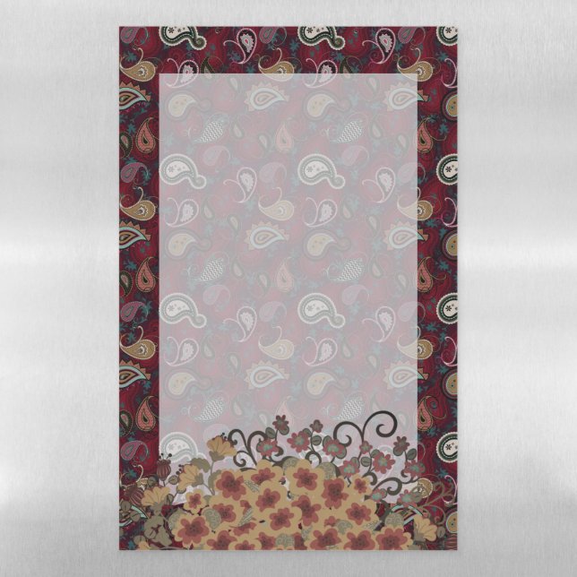 Paisley and Floral Swag Magnetic Dry Erase Sheet (Vertical)