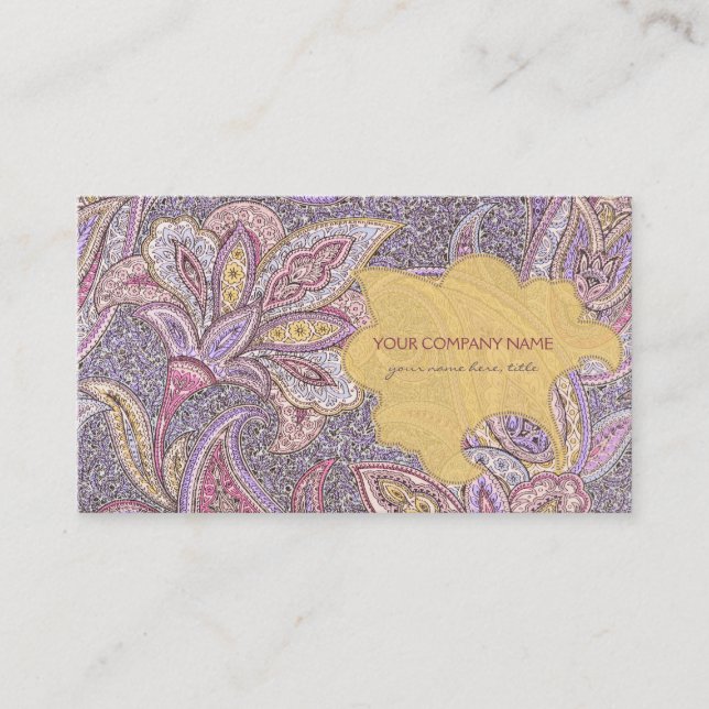 Paisley and flower pattern business card (Front)