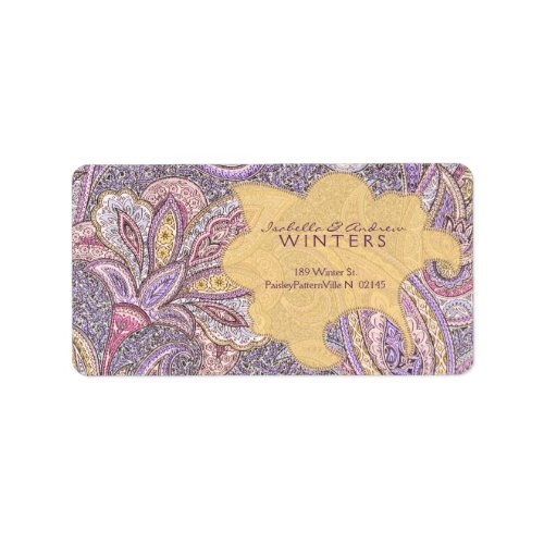 Paisley and flower pattern label