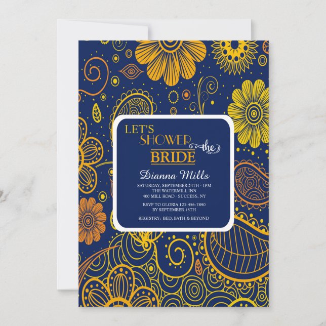 Paisley and Flowers Invitation (Front)