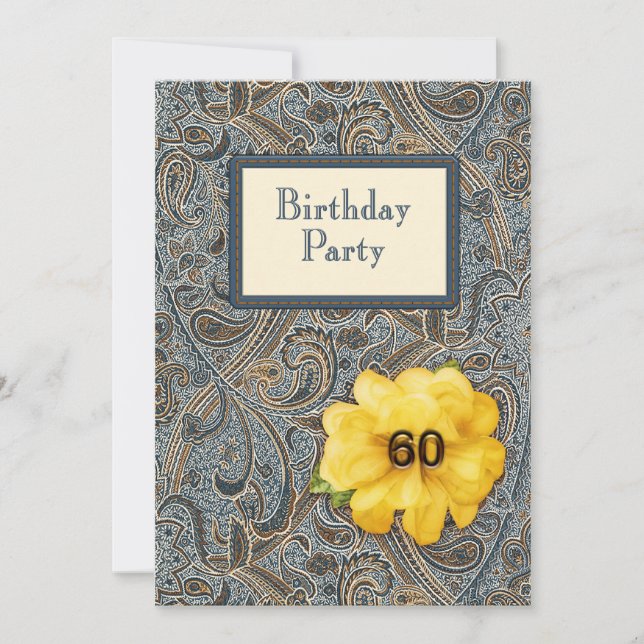 Paisley and Rose Birthday 60 Invitation (Front)