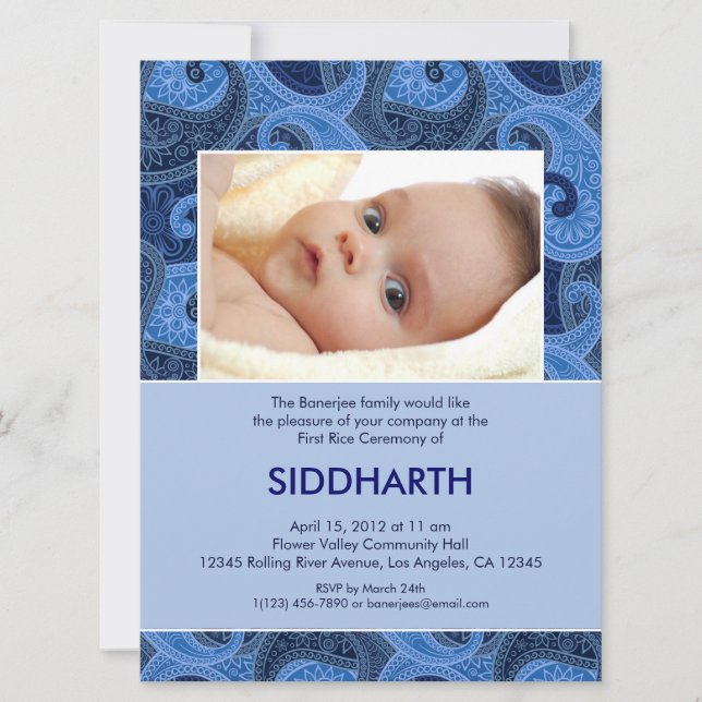 Paisley Annaprashan (First Rice) Invitation (Front)