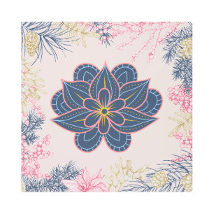 Paisley Art, Blue and Purple Graphic Metal Print