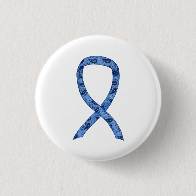 Paisley Awareness Ribbon Custom Pin Buttons (Front)