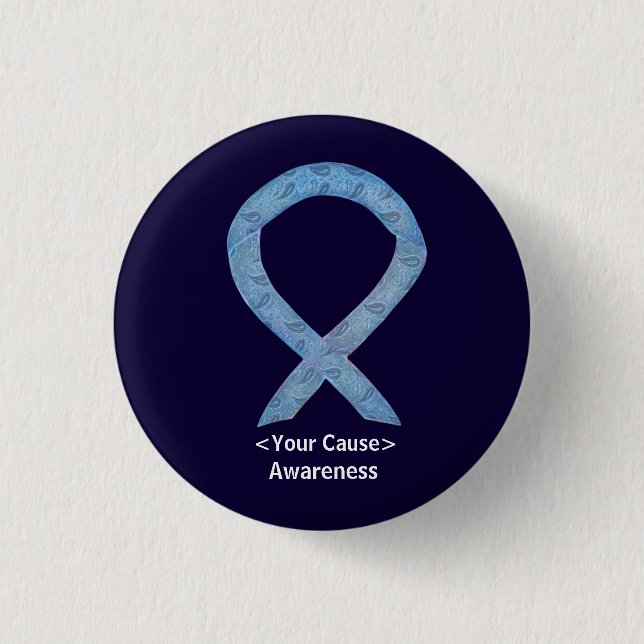 Paisley Awareness Ribbon Personalized Button Pins (Front)